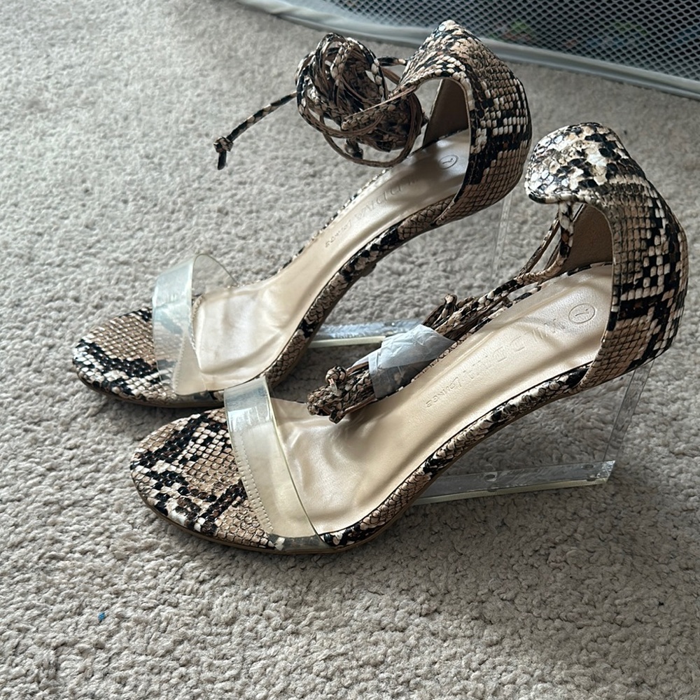 Snakeskin Lace-Up Women's Heels